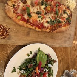 Kale Cobb salad and flatbread pizza.