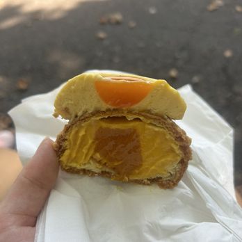 Petit Chou - Mango cream puff cross section - Bakeries Near Me - New York, New York Petit Chou - Mango cream puff cross section - Bakeries Near Me - New York, New York