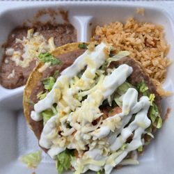 Carlos Mexican Restaurant - Bean Tostada with rice and beans carry out