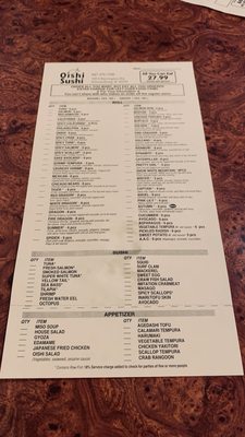 Menu photo 1 Oishi Sushi Schaumburg, IL