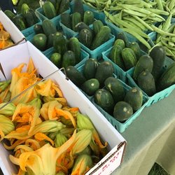 Clinton Farmer's Market - Squash blossoms and fresh veggies!