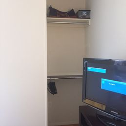 The dual shelf/hanging rack closet that ended up being a perfect use of some otherwise dead space in the flex bedroom The dual shelf/hanging rack closet that ended up being a perfect use of some otherwise dead space in the flex bedroom