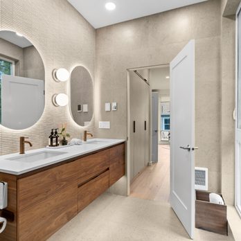Bathroom Place - Photo by Levite Construction
Cabinetry Brand: Inolav
Vanity Collection: Logan
Finish: Natural Walnut
Countertop Material: Quartz - Kitchen & Bath Near Me - Pompano Beach, Florida Bathroom Place - Photo by Levite Construction
Cabinetry Brand: Inolav
Vanity Collection: Logan
Finish: Natural Walnut
Countertop Material: Quartz - Kitchen & Bath Near Me - Pompano Beach, Florida