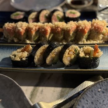 Okonori - Two different types of shrimp tempura rolls - Sushi Bars Near Me - Carmel, Indiana
