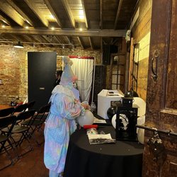 The Stables - Wedding guest all dressed up for the theme helping with decorations.