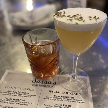 Sasso's Coal Fired Pizza - a cocktail and a menu - Pizza Near Me - Torrington, Connecticut Sasso's Coal Fired Pizza - a cocktail and a menu - Pizza Near Me - Torrington, Connecticut