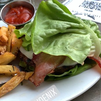 The Phoenix - Wagyu Bacon Cheeseburger wrapped in butter lettuce - Lounges Near Me - Los Angeles, California The Phoenix - Wagyu Bacon Cheeseburger wrapped in butter lettuce - Lounges Near Me - Los Angeles, California