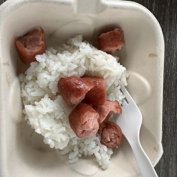 Big Wave Shrimp - Hot dogs with rice (rice hot dogs) - Seafood Near Me - Haleiwa, Hawaii