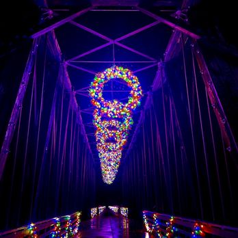 Railroad Bridge Park - The lovely historic railroad bridge built in 1915 - all lit up for Christmas! (December 2023) - Parks Near Me - Sequim, Washington