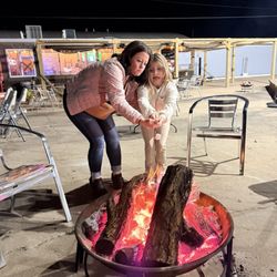 Frawg's Bar & Grill - Jill helping cook smores
