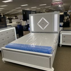 Beautiful glitter bedroom set with led lighting