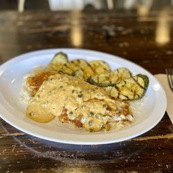 Cajun Fish Grill - Cajun Piccata Sauce over blackened catfish and rice. Wow was this good!