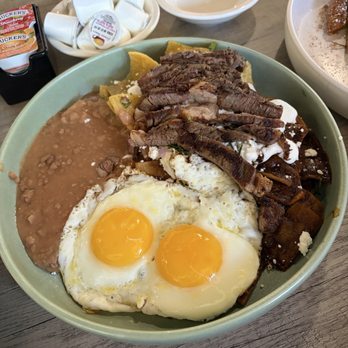 Casa Mia - Chilaquiles Divorciados - Green salsa & Mole, Sunny Side Up, Steak - American Near Me - San Jose, California