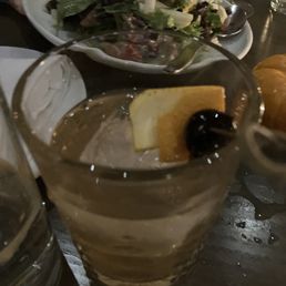 Applejack old fashioned $18 with pear salad $17 in the background Applejack old fashioned $18 with pear salad $17 in the background