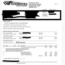 Invoice from Tireworks Invoice from Tireworks