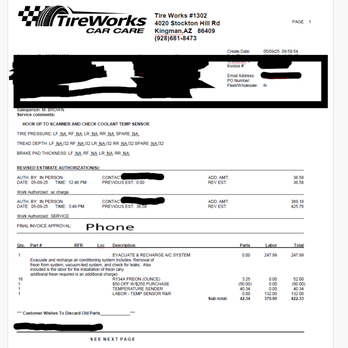 Tire Works - Invoice from Tireworks - Tires Near Me - Kingman, Arizona Tire Works - Invoice from Tireworks - Tires Near Me - Kingman, Arizona