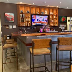 Bar seating for game night with tv