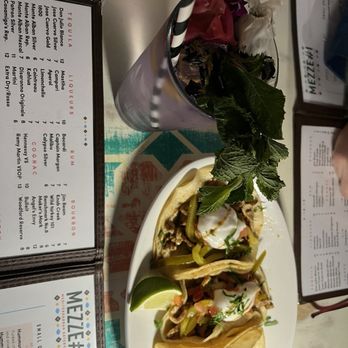 Mezze#1 - Shawarmacos  Na'na butterfly pea tea - Middle Eastern Near Me - Conroe, Texas