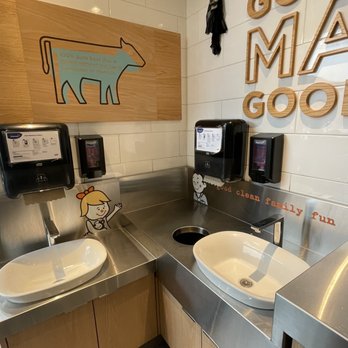 A&W Restaurant - two sinks in a public restroom - Fast Food Near Me - Burnaby, British Columbia A&W Restaurant - two sinks in a public restroom - Fast Food Near Me - Burnaby, British Columbia