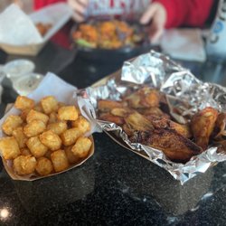 Baked Wings - Parmesan garlic chicken wings and tots