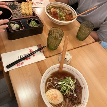 Somenya - Soba restaurant - bottom: hot beef sukiyaki udon top left: tenzaru soba top right: kimchi beef udon - Japanese Near Me - Boston, Massachusetts Somenya - Soba restaurant - bottom: hot beef sukiyaki udon top left: tenzaru soba top right: kimchi beef udon - Japanese Near Me - Boston, Massachusetts