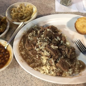 Rosa Mae's Cafe - Beef tips with rice and gravy, fried okra, baked beans, and cornbread. - Sandwiches Near Me - Highway, North Carolina Rosa Mae's Cafe - Beef tips with rice and gravy, fried okra, baked beans, and cornbread. - Sandwiches Near Me - Highway, North Carolina