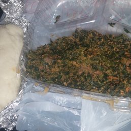 Roger Miller's TERRIBLE reproduction of the classic Nigerian Egusi Soup. Please, spare your stomach & taste buds and DO NOT order this dish!
