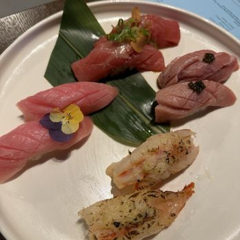 Kai Sushi - Yellowtail, triple garlic, tiger shrimp, o toro nigiri - Sushi Bars Near Me - Henderson, Nevada