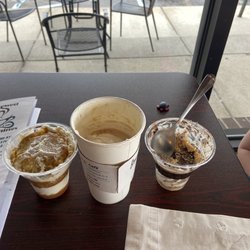 Brewed Awakenings Cafe - Milky Way espresso and 2 cake parfaits.