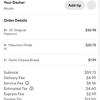 Mancino's Pizza & Grinders - Receipt - Pizza Near Me - Lexington, Kentucky Mancino's Pizza & Grinders - Receipt - Pizza Near Me - Lexington, Kentucky