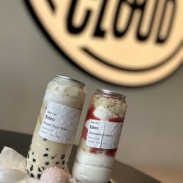 Brown sugar boba shake and layered strawberry Brown sugar boba shake and layered strawberry