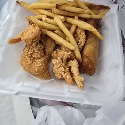 2 fish 6 shrimp fries and egg roll 2 fish 6 shrimp fries and egg roll