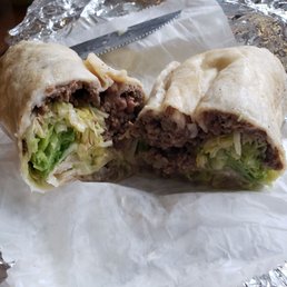 Inside ground beef burrito. Inside ground beef burrito.