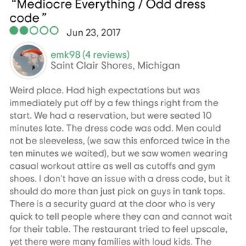 Weber Grill Restaurant - The subjectivity of the "dress code" - Barbeque Near Me - Chicago, Illinois