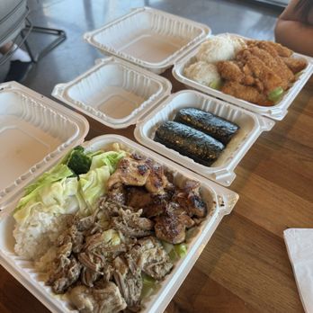 Ono Hawaiian BBQ - Kalua Pork & BBQ Chicken Mix Plate, Spam Musubi, & Katsu Chicken Plate - Hawaiian Near Me - Monterey Park, California