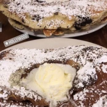 The Griddle Cafe - Mom's French toast (front) and black magic pancake stack (back) - Breakfast & Brunch Near Me - Los Angeles, California