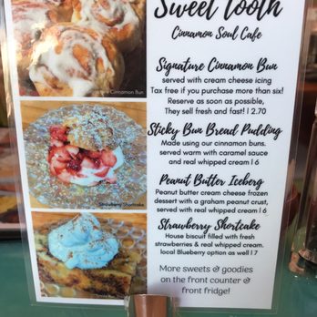 Cinnamon Soul Cafe - Dessert menu - Coffee & Tea Near Me - Hillsborough, New Brunswick