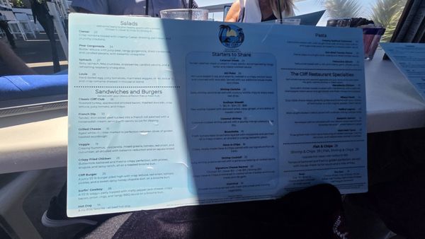 Menu photo 2 The Cliff Restaurant Laguna Beach, CA Menu photo 2 The Cliff Restaurant Laguna Beach, CA