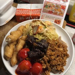 Breaded shrimp Sweet & sour chicken balls Honey garlic ribs  Beef fried rice  Cantonese chow main