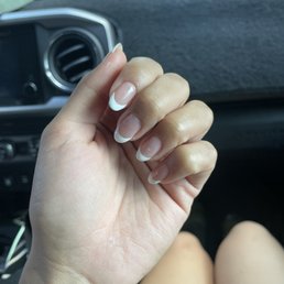 French tip with gel. oval shaped