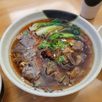 Yuanbao Jiaozi - house special beef noodle soup (spicy) - Chinese Near Me - Burlingame, California Yuanbao Jiaozi - house special beef noodle soup (spicy) - Chinese Near Me - Burlingame, California