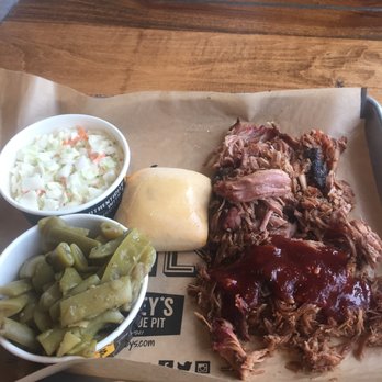 Dickey's Barbecue Pit - Pulled pork with the spicy sauce, coleslaw, green beans and a dinner roll - Barbeque Near Me - Buffalo, New York