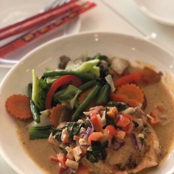 Thai Lao and Pho - Pan Seared Salmon - Thai Near Me - San Antonio, Texas Thai Lao and Pho - Pan Seared Salmon - Thai Near Me - San Antonio, Texas