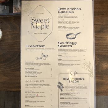 Sweet Maple - Menu - American Near Me - San Francisco, California