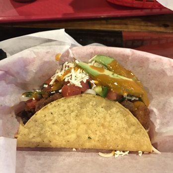 Fuzzy's Taco Shop - This California Heat taco is a must! It's loaded with tempura shrimp,bacon bits, avocado, and sriracha! - Mexican Near Me - Altamonte Springs, Florida Fuzzy's Taco Shop - This California Heat taco is a must! It's loaded with tempura shrimp,bacon bits, avocado, and sriracha! - Mexican Near Me - Altamonte Springs, Florida