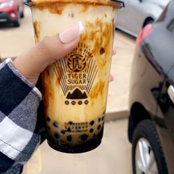 TIGER SUGAR - #4 - Black Sugar Boba + Pearl Coffee Latte With Cream Mousse - Bubble Tea Near Me - Oklahoma City, Oklahoma