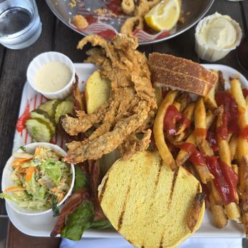 Catch 54 - Softshell sandwich,  fries and side slaw. - Seafood Near Me - Selbyville, Delaware