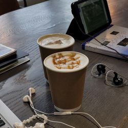 Monkey Hut Cafe - Masala chai tea latte and carame macchiato