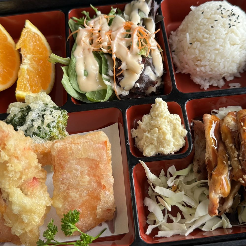 Hayashi Sushi - Bento box - chicken teriyaki + tempura - Sushi Bars Near Me - Half Moon Bay, California Hayashi Sushi - Bento box - chicken teriyaki + tempura - Sushi Bars Near Me - Half Moon Bay, California