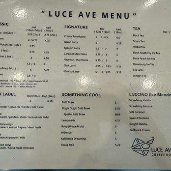 Luce Coffee Roasters - Menu - Coffee Roasteries Near Me - Pearland, Texas